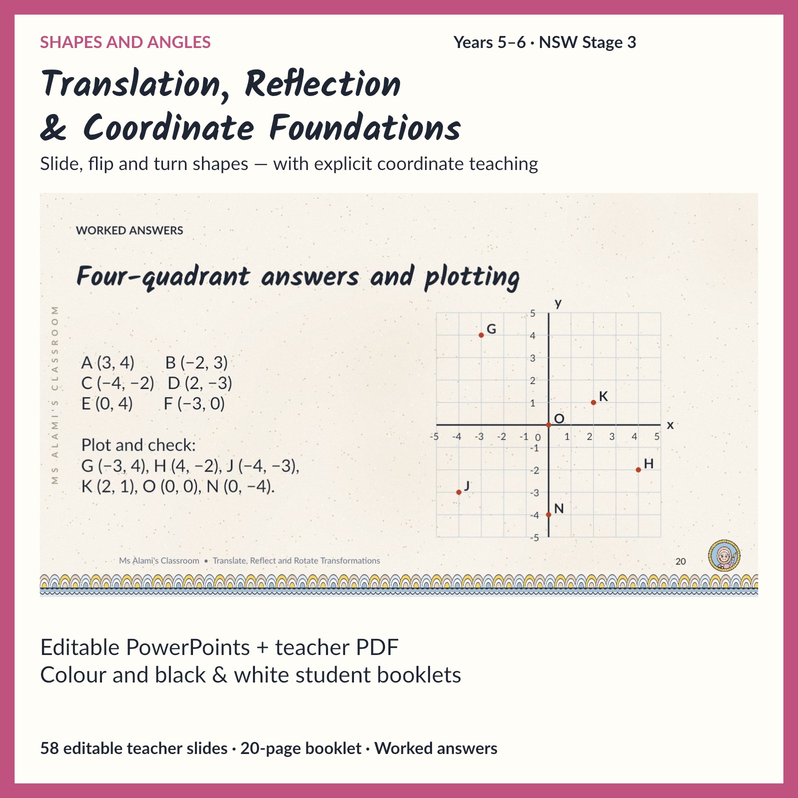 Translation, Reflection and Rotation | Transformations Worksheets and Interactive PowerPoint | Years 5–6 preview 1